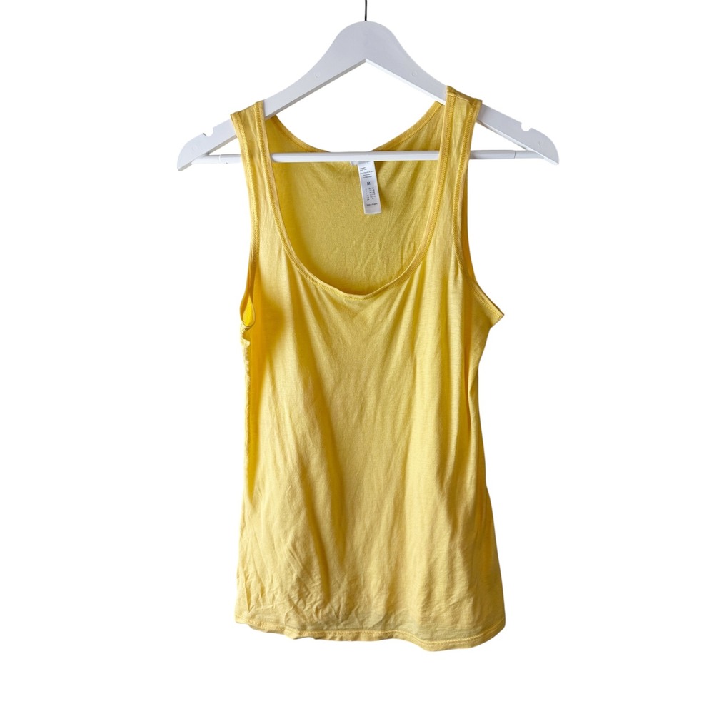 Hanro Ultralight 1344 Yellow Mercerized Cotton Scoop Neck Tank Top Womens Medium